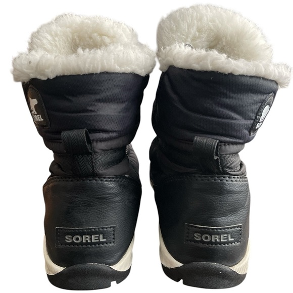 Sorel Black Winter Boots with White Faux Fur Lining - Picture 4 of 6